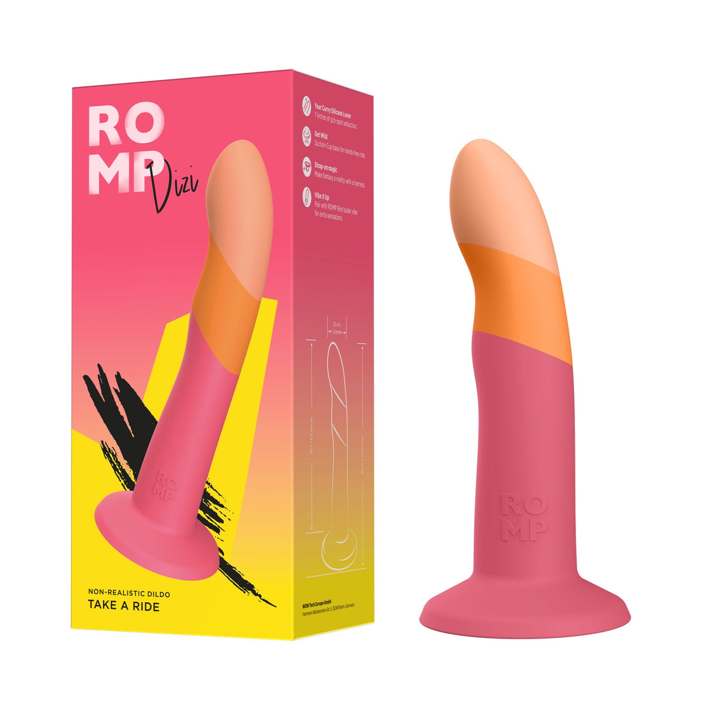 ROMP - Dizi Take A Ride 7-Inch Harness Compatible Silicone Suction Cup Dildo