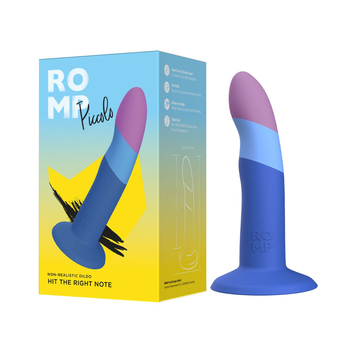 ROMP - Piccolo Hit The Right Note 5.5&quot; Harness Compatible Silicone Suction Cup Dildo 