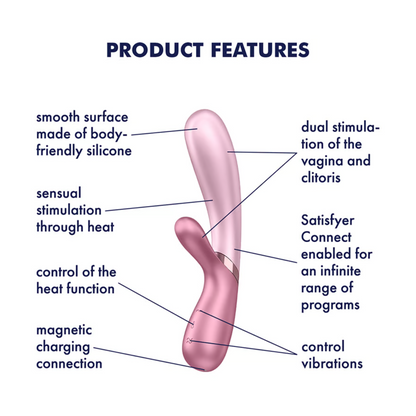 Satisfyer - Hot Lover App-Controlled Warming Rabbit Vibrator Rose Pink