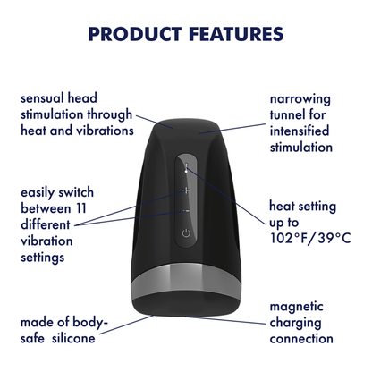 Satisfyer - Men Heat Vibration Male Masturbator Black