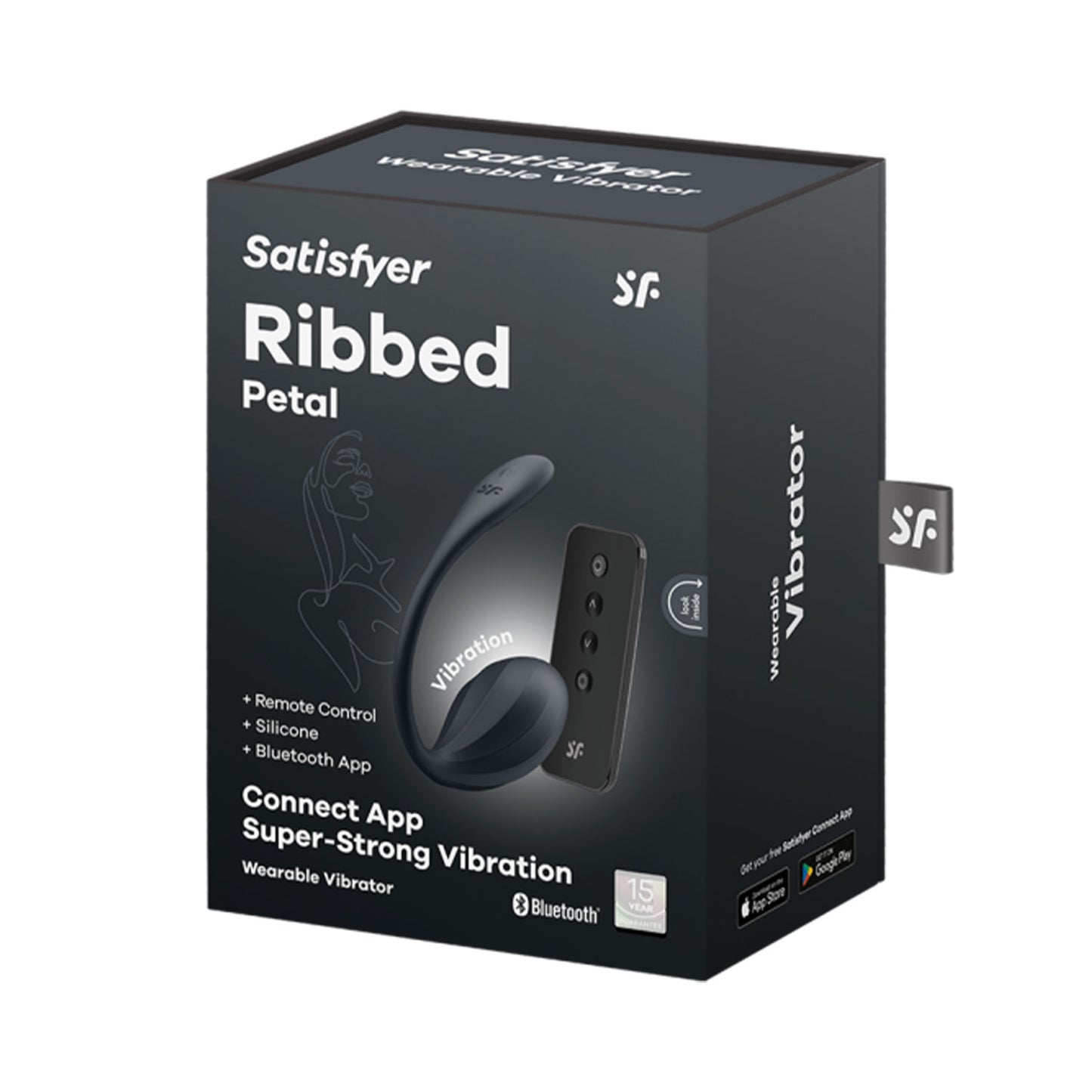 Satisfyer - Ribbed Petal App-Controlled Wearable Vibrator Black