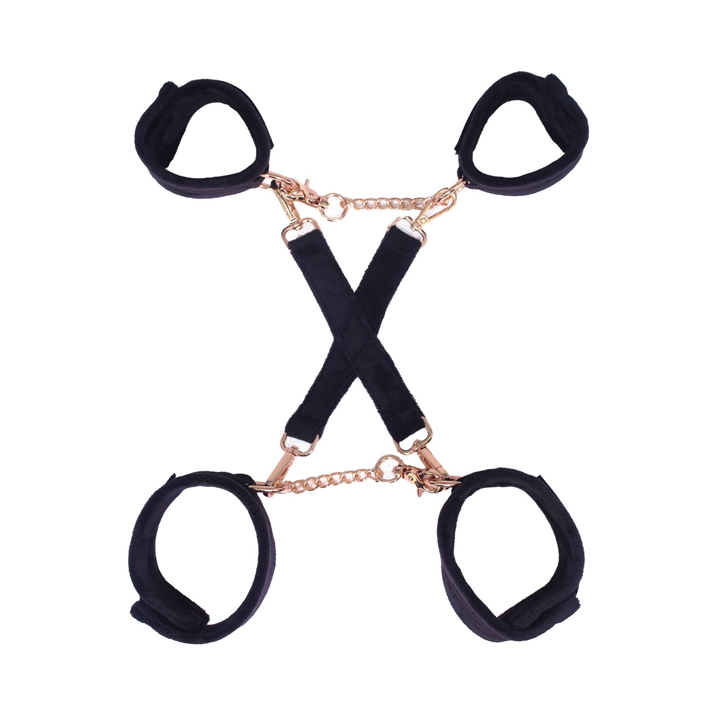 SM Club - Black and Gold Soft Touch Plush BDSM 8-piece Set