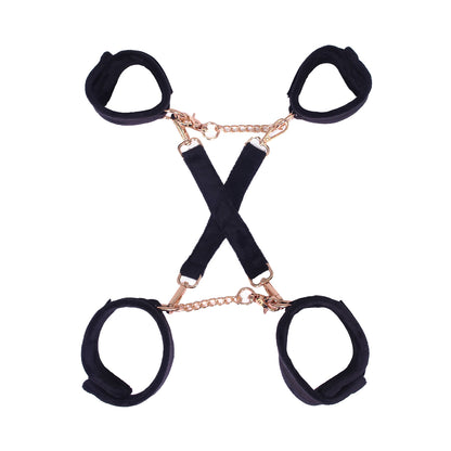 SM Club - Black and Gold Soft Touch Plush BDSM 8-piece Set