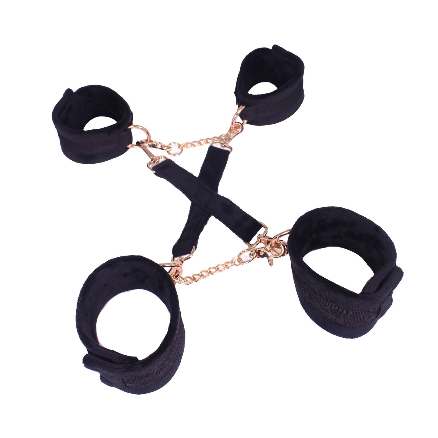 SM Club - Black and Gold Soft Touch Plush BDSM 8-piece Set