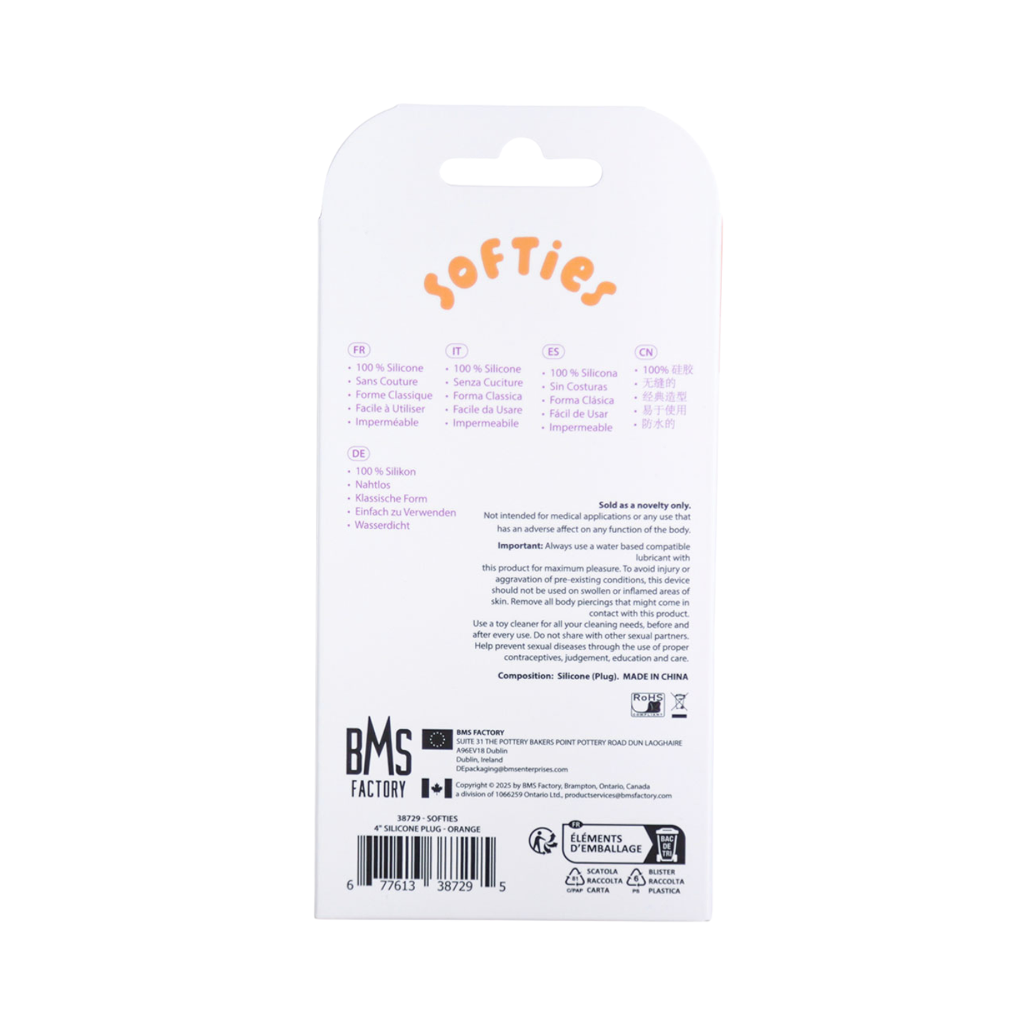 Softies - 4-in Silicone Anal Plug Orange
