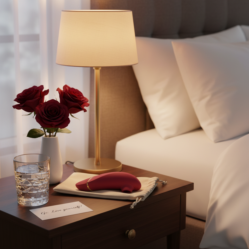 Sophisticated bedroom with burgundy roses - square