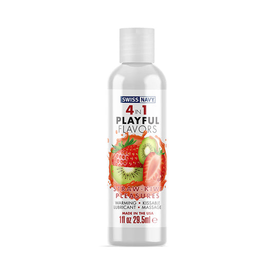 Swiss Navy - 4 in 1 Playful Flavors Straw-Kiwi Pleasure Warming Lubricant 30ml