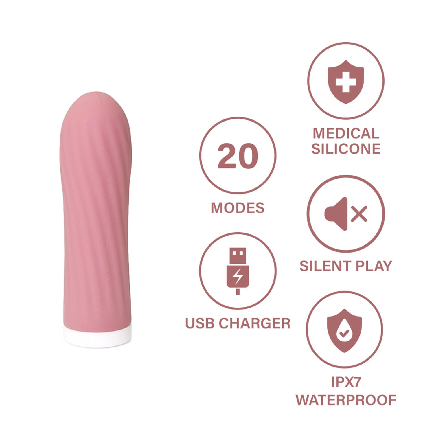 Hush Vibrating Bullet Textured & Rechargeable | Pink Lifestyle Hush Vibrating Bullet Textured & Rechargeable | Pink Lifestyle