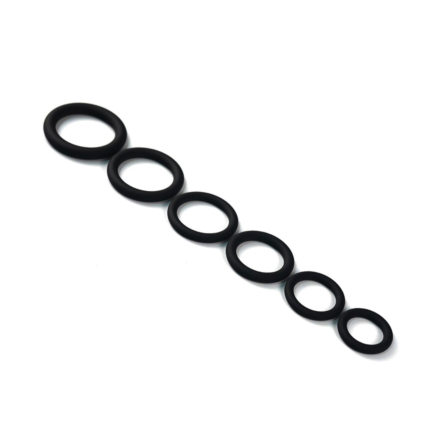 The Horny Company - 6 Piece Multi Wear Silicone Cock Ring Set Black