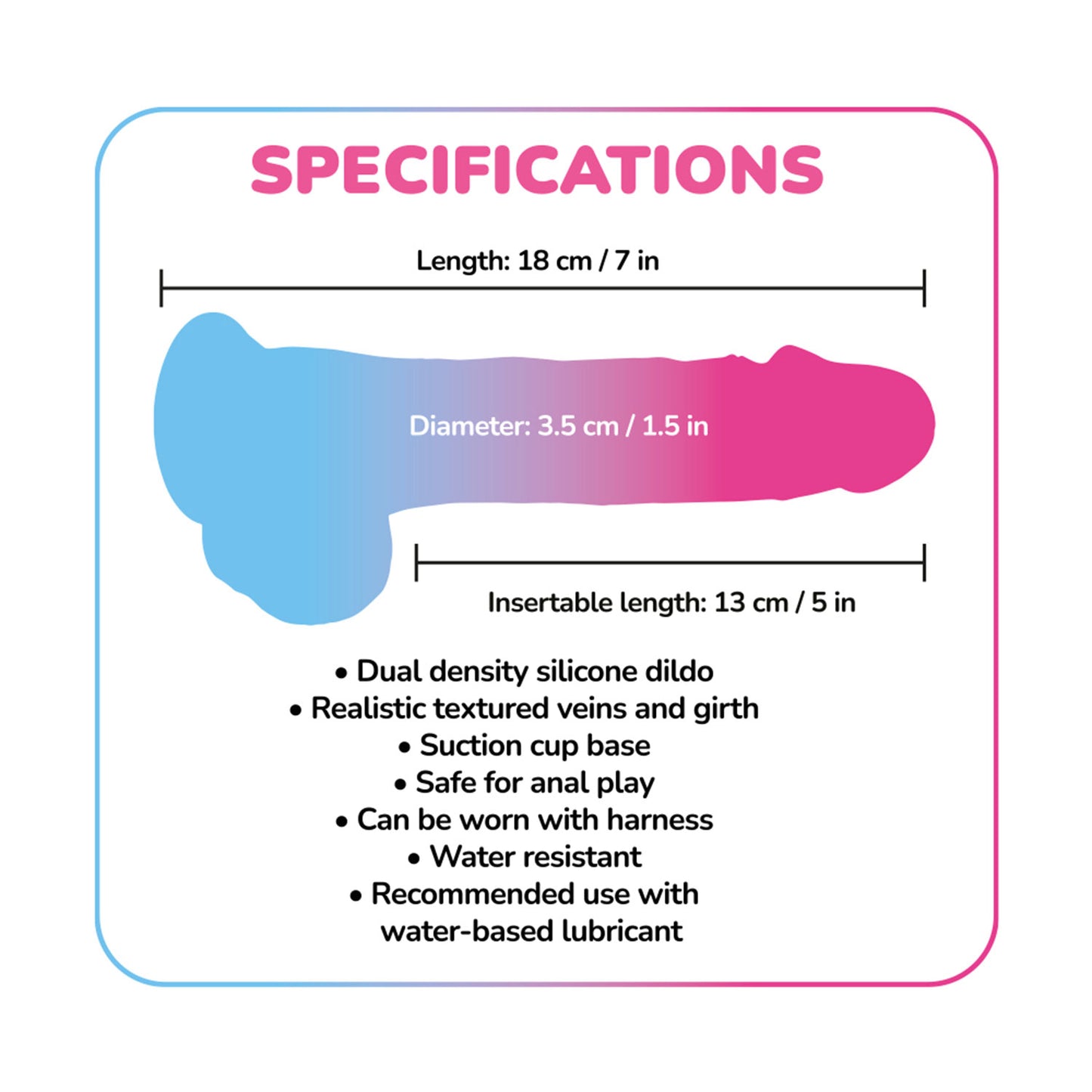 The Horny Company - Damn Realistic Cock 5" Remote-Controlled Rotating and Vibrating Dual Density Silicone Dildo Cosmic Serenade