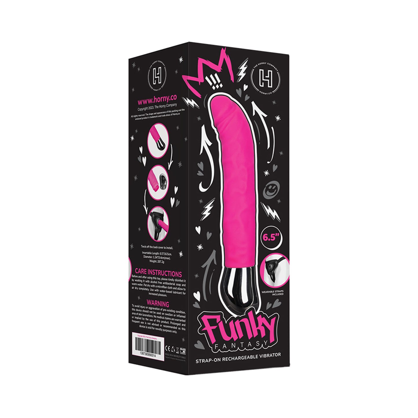 The Horny Company - Funky Fantasy 6.5" Strap-On Rechargeable Vibrator