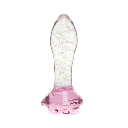 Geisha's Gems - Glow In The Dark Rose Glass Butt Plug