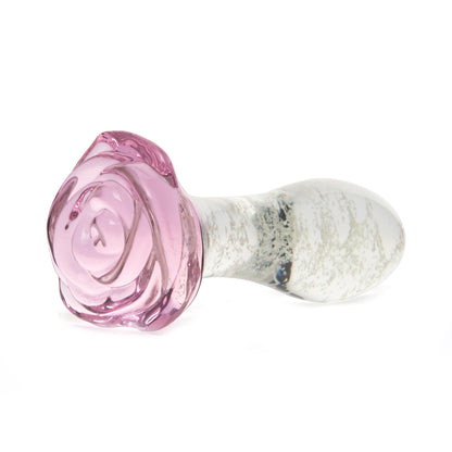 Geisha's Gems - Glow In The Dark Rose Glass Butt Plug