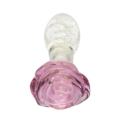 Geisha's Gems - Glow In The Dark Rose Glass Butt Plug