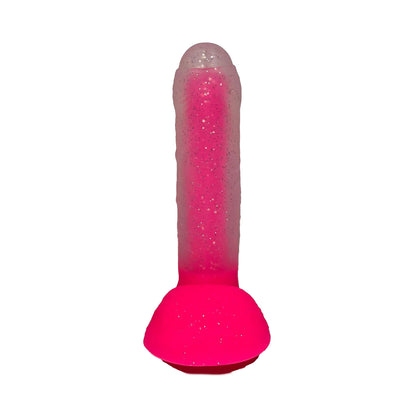 The Horny Company - Unicorn Collections 7" Glitter Pink Jelly Dildo Suction Cup with Balls