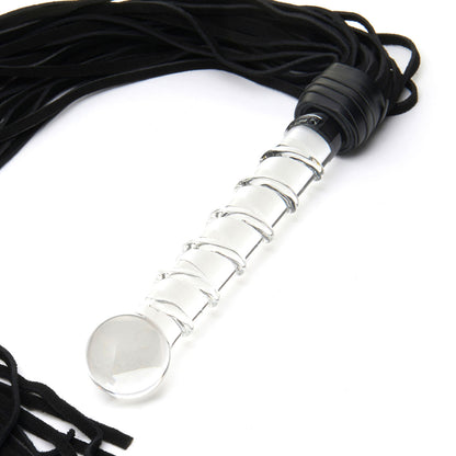 Geisha's Gems - Whipped Tail Flogger Glass Handle Butt Plug