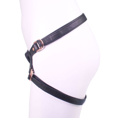 Unicorn Collections - Black and Rose Gold PU Leather Strap-On Harness