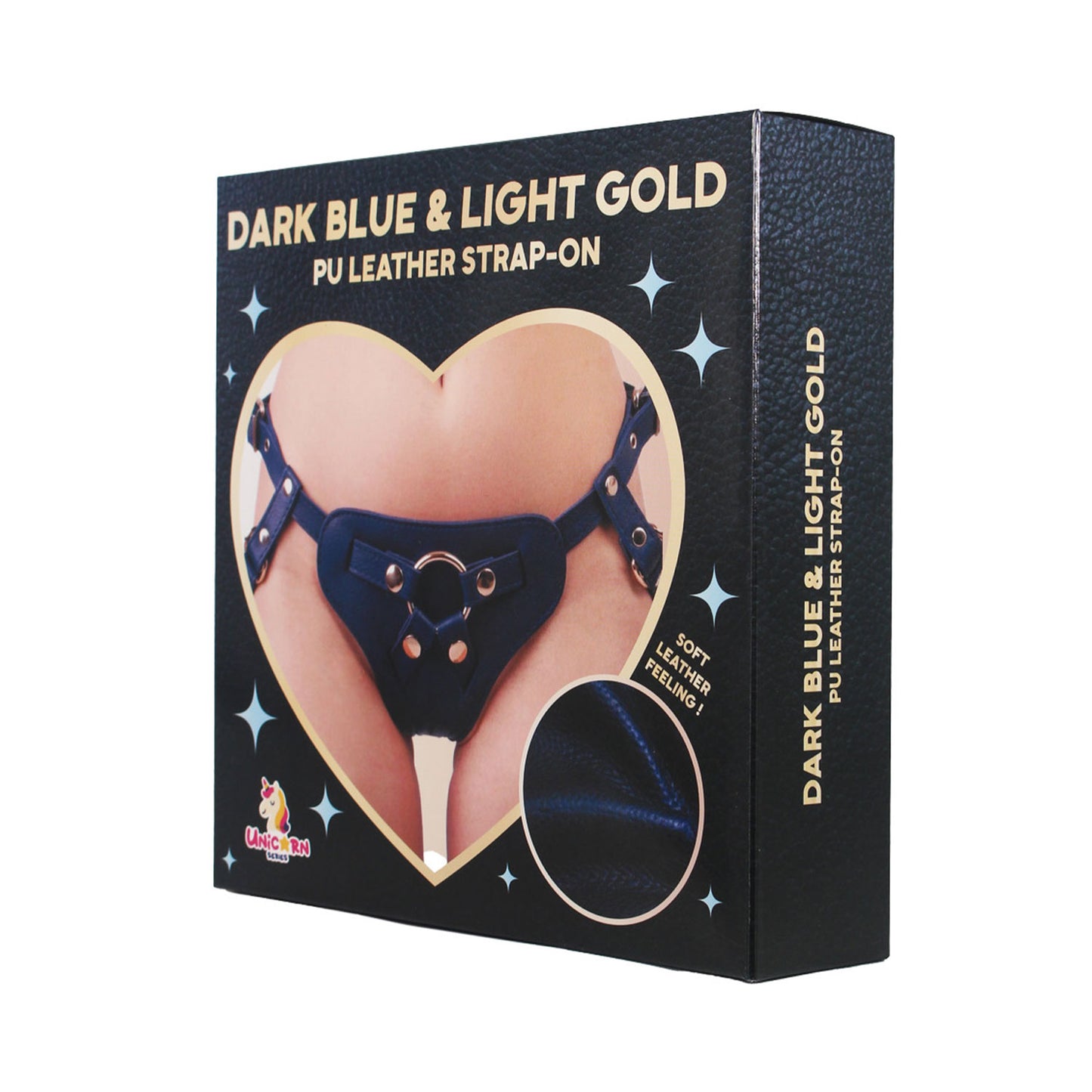 Unicorn Series - Dark Blue and Light Gold PU Leather Strap-on Harness
