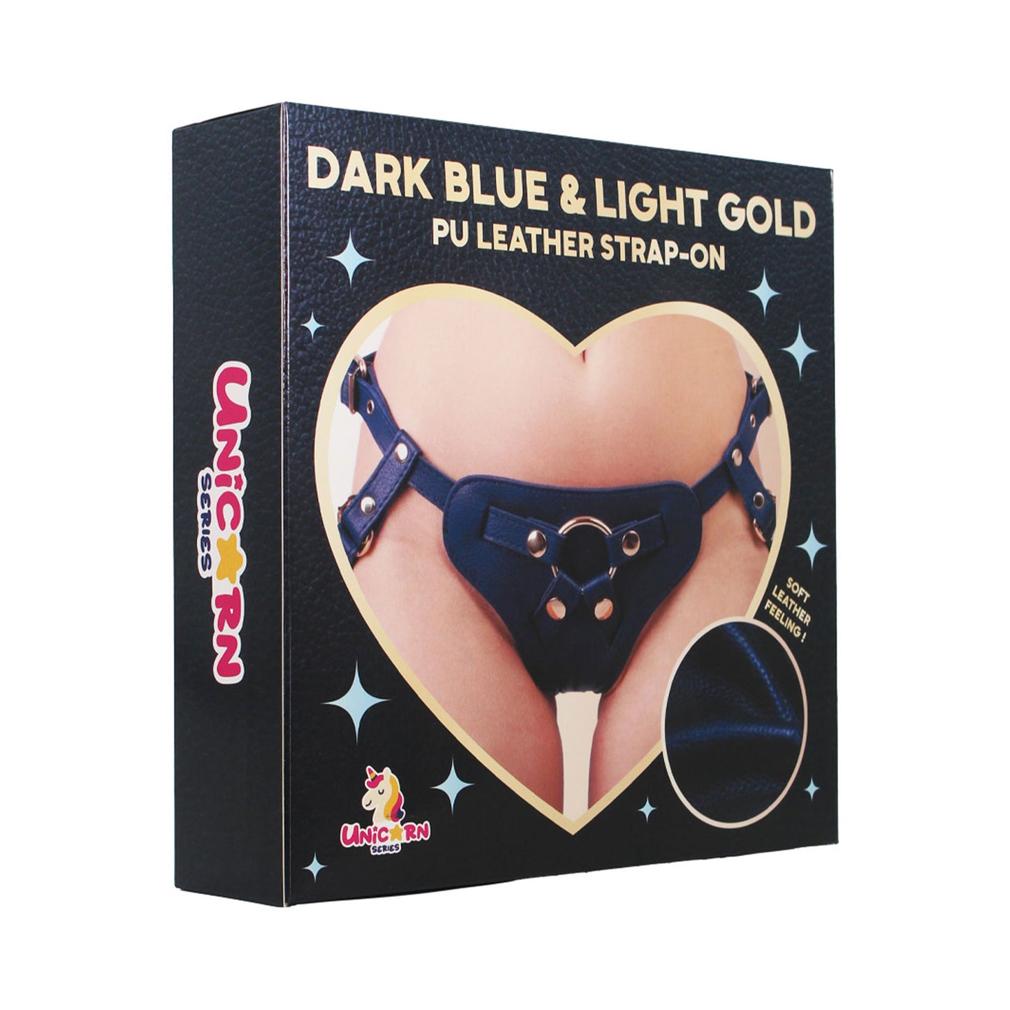 Unicorn Series - Dark Blue and Light Gold PU Leather Strap-on Harness