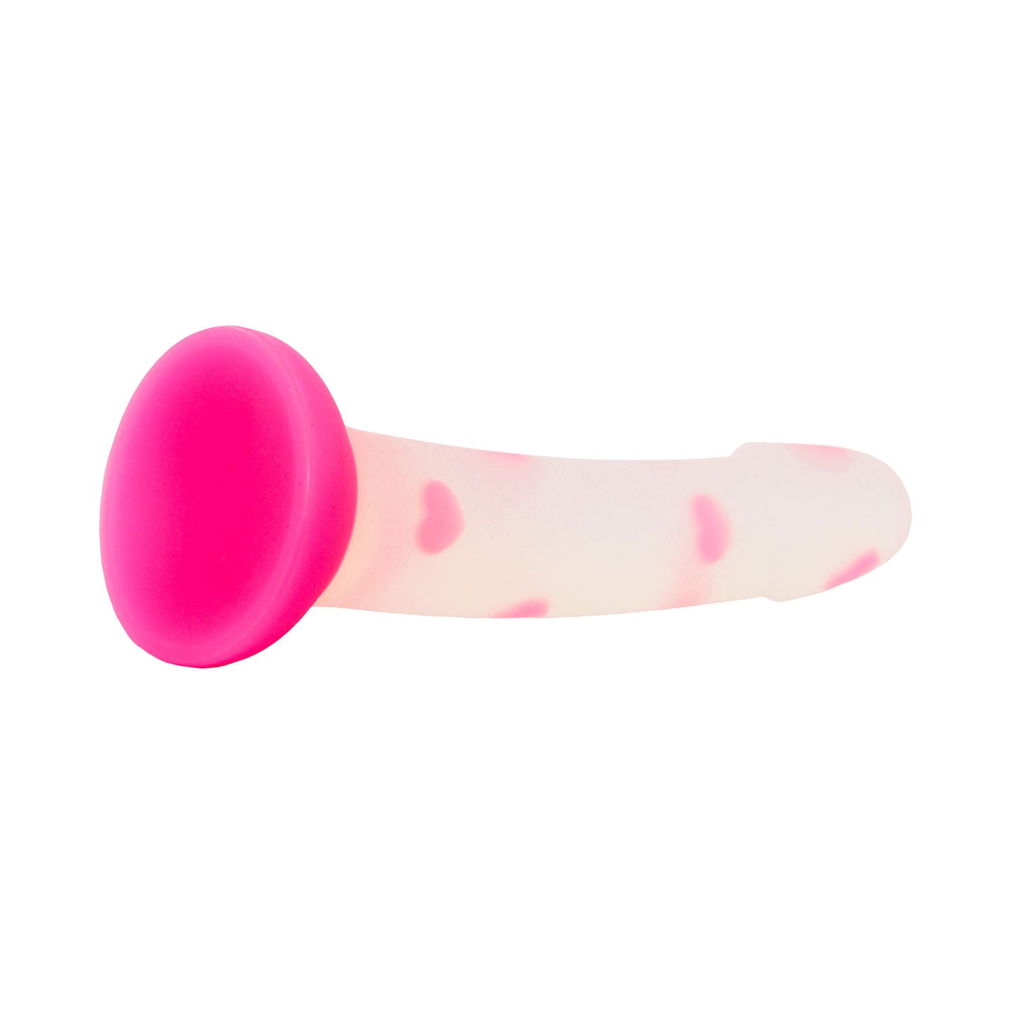 Unicorn Series - Dildo Silikon Cup Suction Pink Heart 6.8 inci Berkilau dalam Gelap