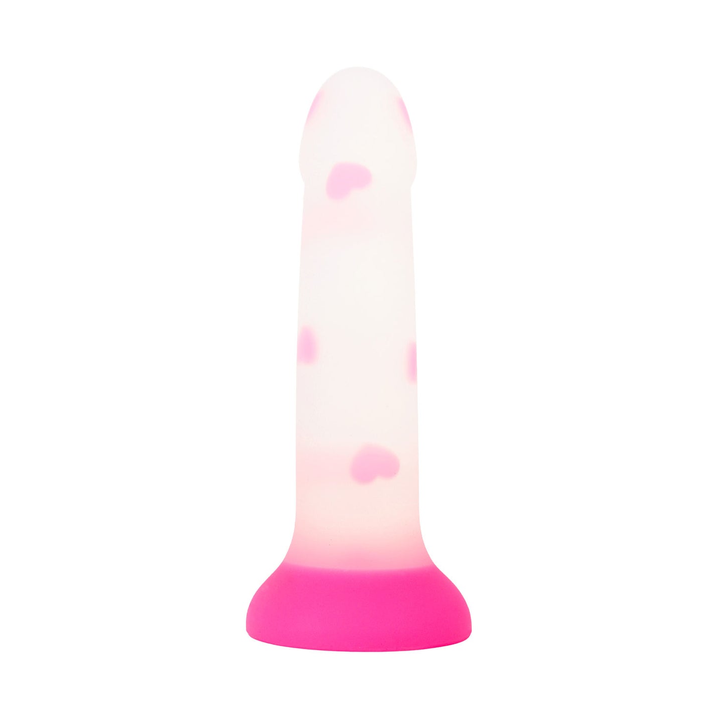 Unicorn Series - Dildo Silikon Cup Suction Pink Heart 6.8 inci Berkilau dalam Gelap