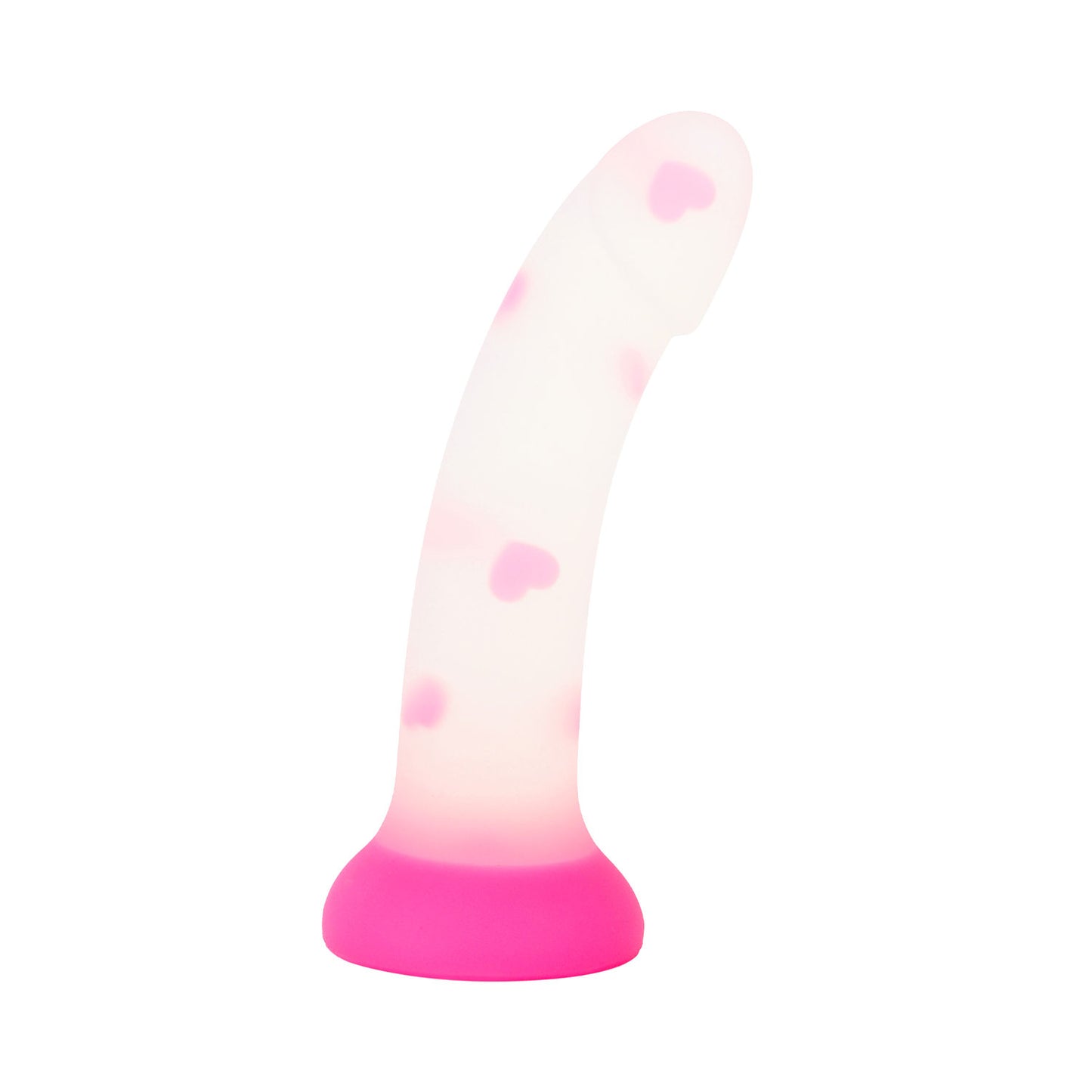 Unicorn Series - Dildo Silikon Cup Suction Pink Heart 6.8 inci Berkilau dalam Gelap