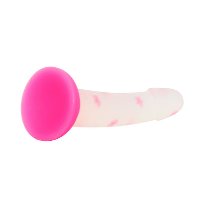 Unicorn Series - 6.8 inches Pink Stars Silicone Suction Cup Dildo Glow in the Dark