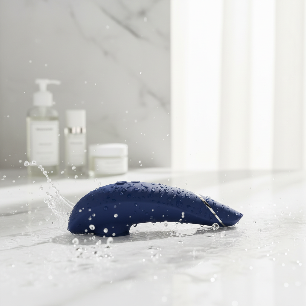 Water droplets with blueberry blue - square