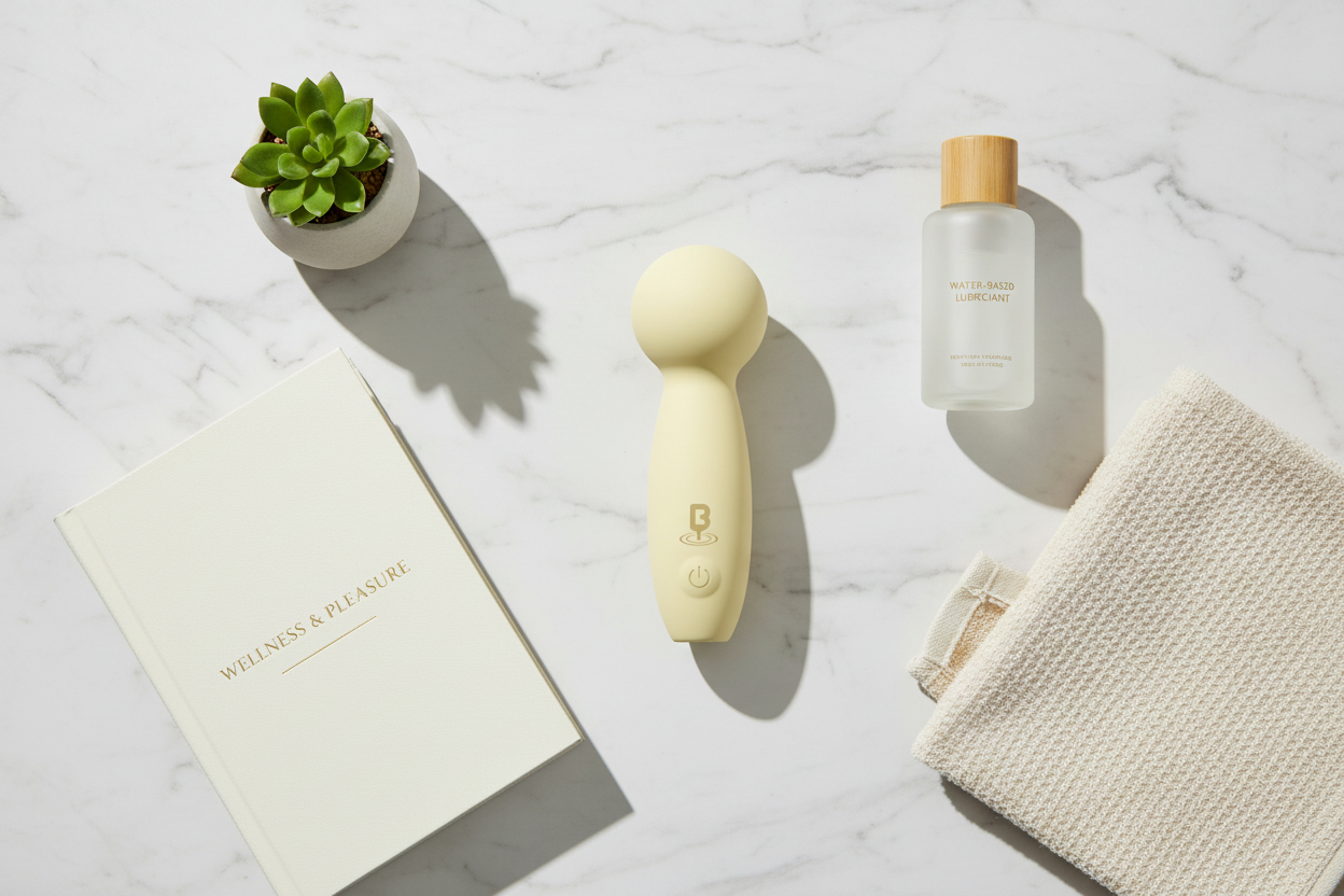 Wellness flat lay with Bloomi