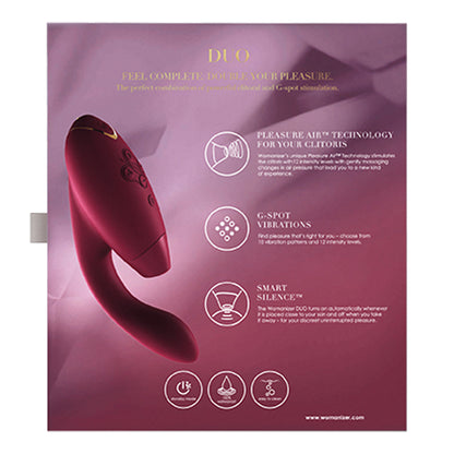 Womanizer - Duo Silicone Rechargeable Rabbit Vibrator Maroon