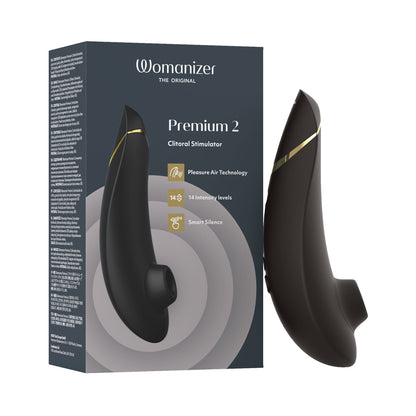 Womanizer - Premium 2 Silicone Rechargeable Clitoral Stimulator Black