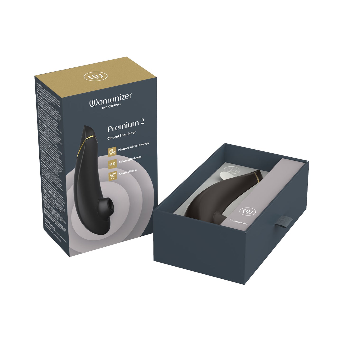 Womanizer - Premium 2 Silicone Rechargeable Clitoral Stimulator Black