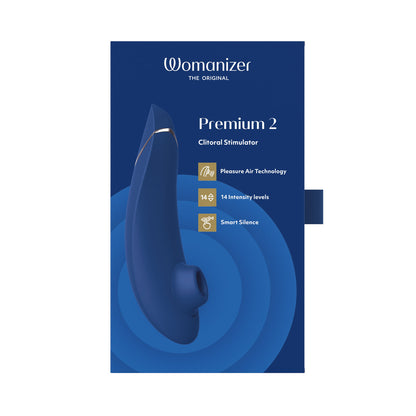 Womanizer - Premium 2 Silicone Rechargeable Clitoral Stimulator Blueberry