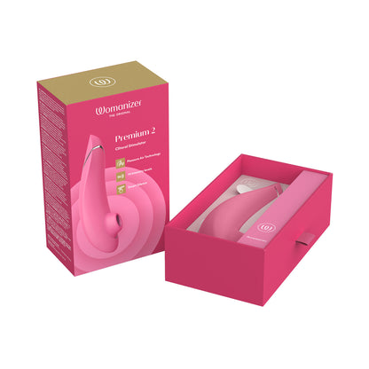 Womanizer - Premium 2 Silicone Rechargeable Clitoral Stimulator Raspberry