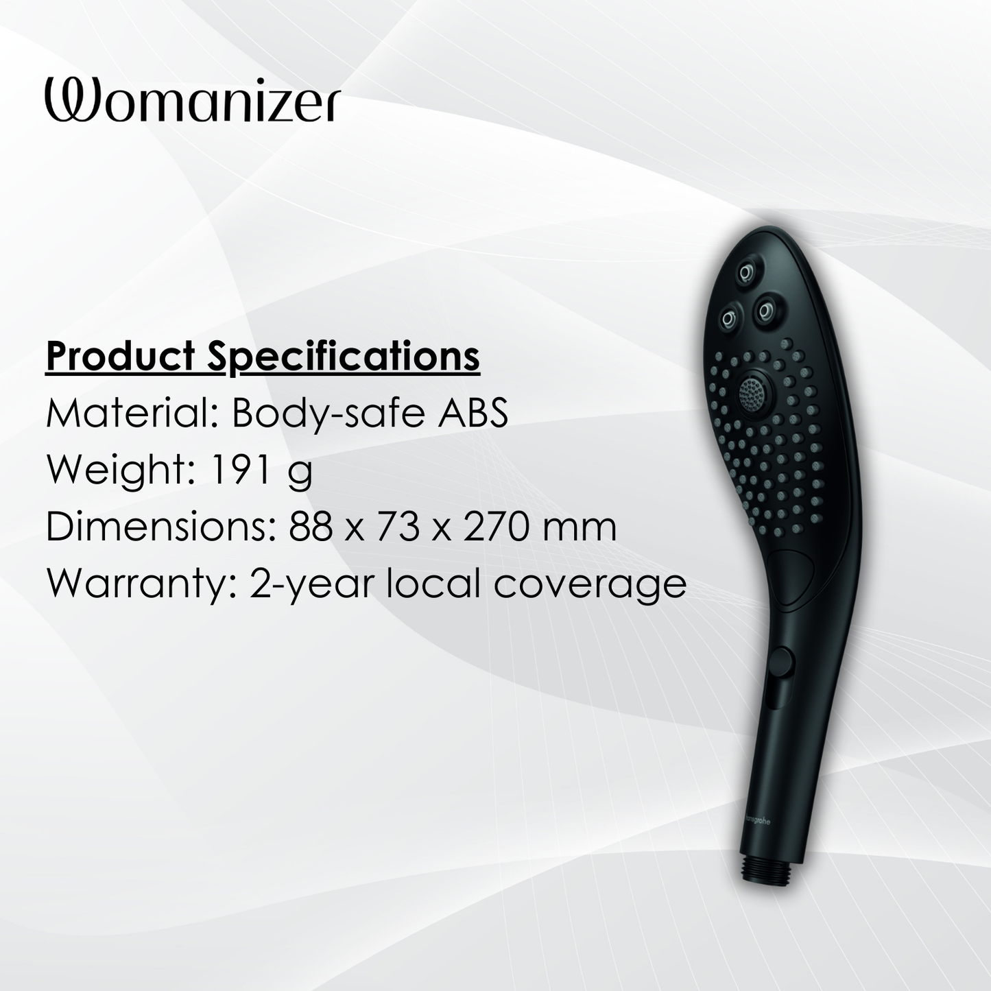 Womanizer - Wave 2-in-1 Pleasure Stimulation Shower Head Clitoral Massager Black