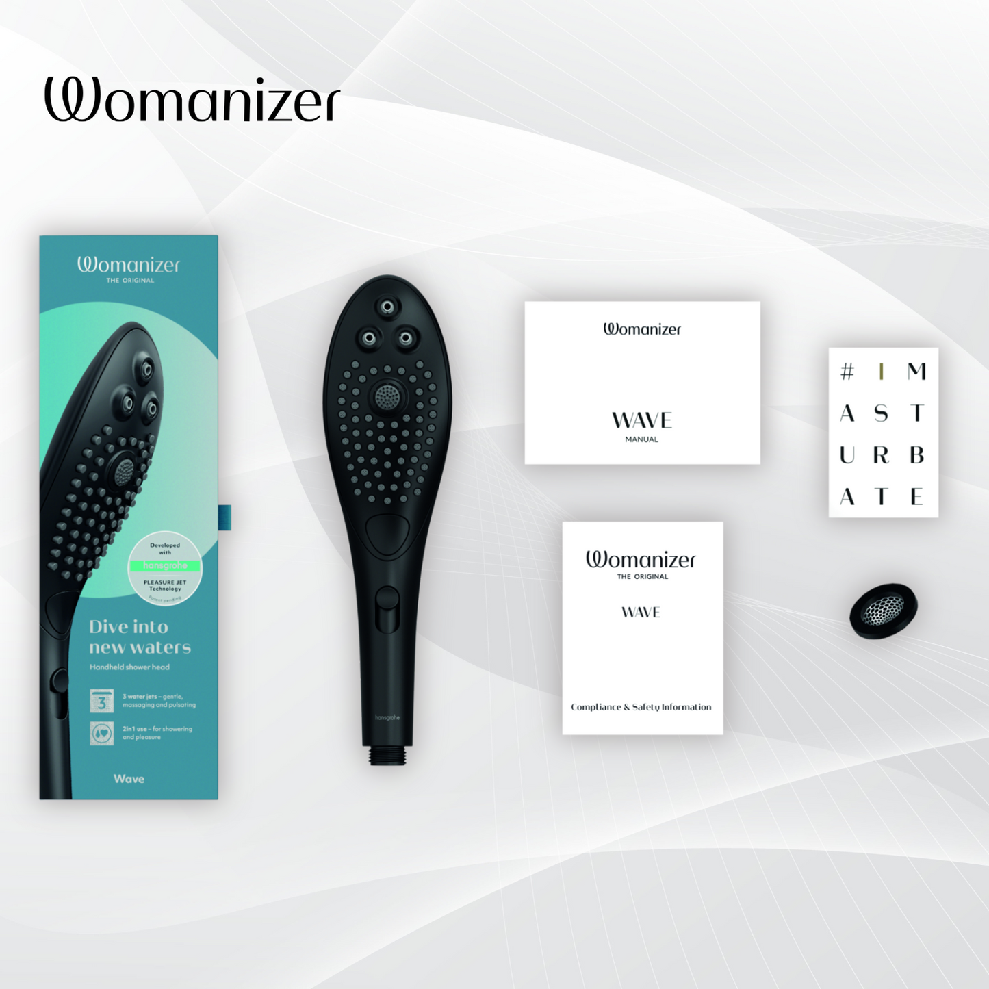 Womanizer - Wave 2-in-1 Pleasure Stimulation Shower Head Clitoral Massager Black