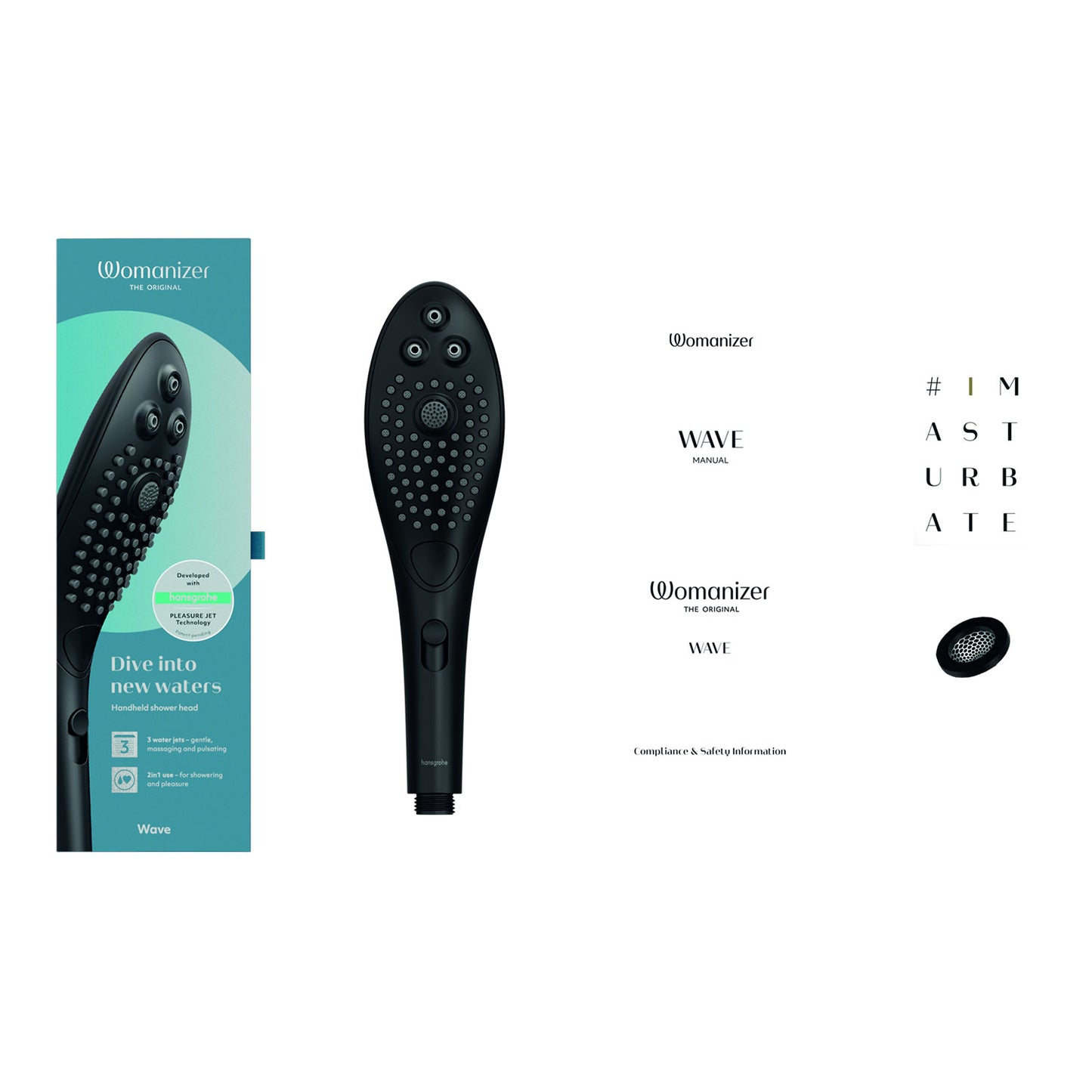 Womanizer - Wave 2-in-1 Pleasure Stimulation Shower Head Clitoral Massager Black