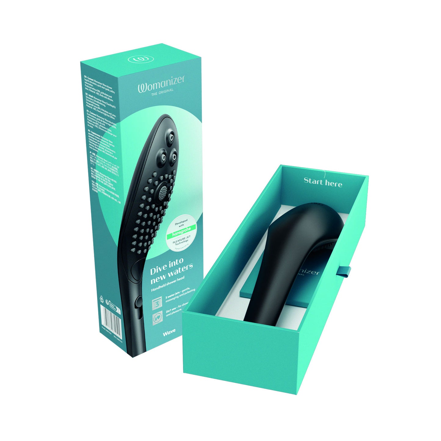 Womanizer - Wave 2-in-1 Pleasure Stimulation Shower Head Clitoral Massager Black